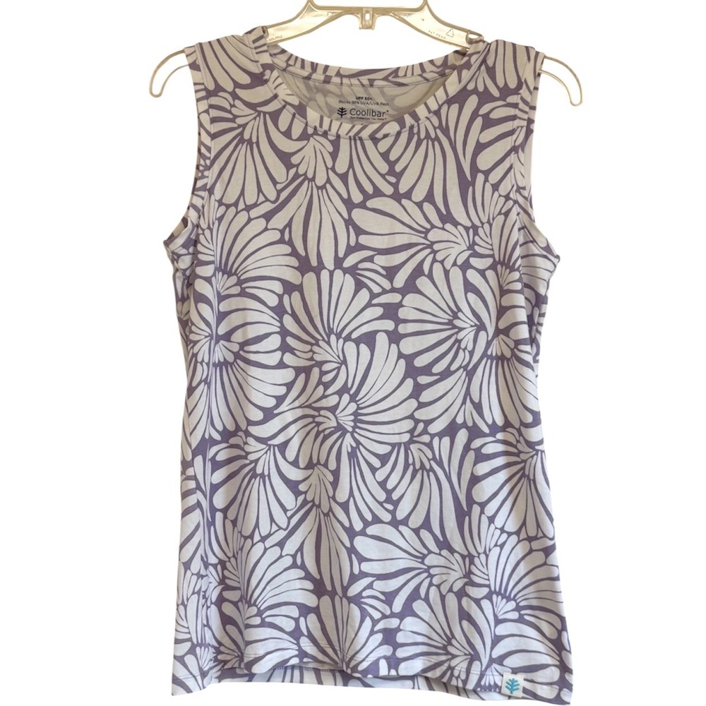 Coolibar Morada Everyday Basic Tank Purple White Floral UPF 50+ Small 01355
